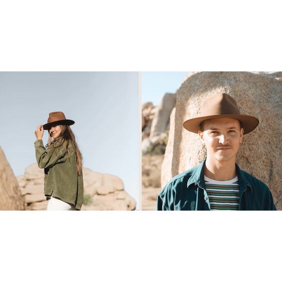 NWT Will + Bear Calloway Widebrim Fedora Wool Felt Hat in Tan Size Medium - Picture 8 of 10